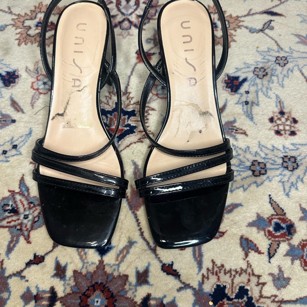 Unisa Glossy Black Strappy Sandals